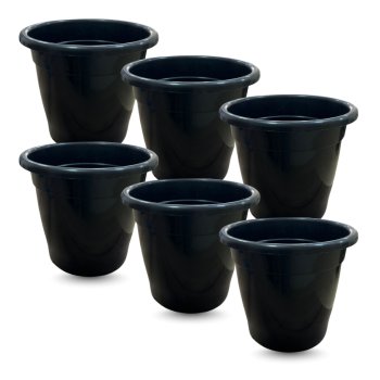Conjunto c/6 Vasos 31 cm diâmetro - Preto reciclado 11,50l