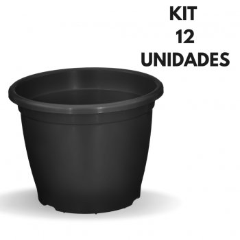 12 Vasos Pote 25 Preto 5,5 L - Conjunto c/12 unidades Reciclado